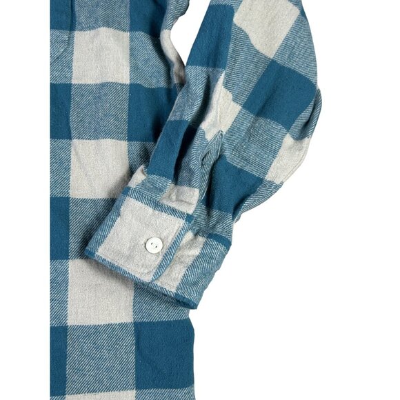 Levi's Flannel Button Up Shirt Teal Plaid Men's XL Soft Cotton Casual Workwear - Picture 4 of 8